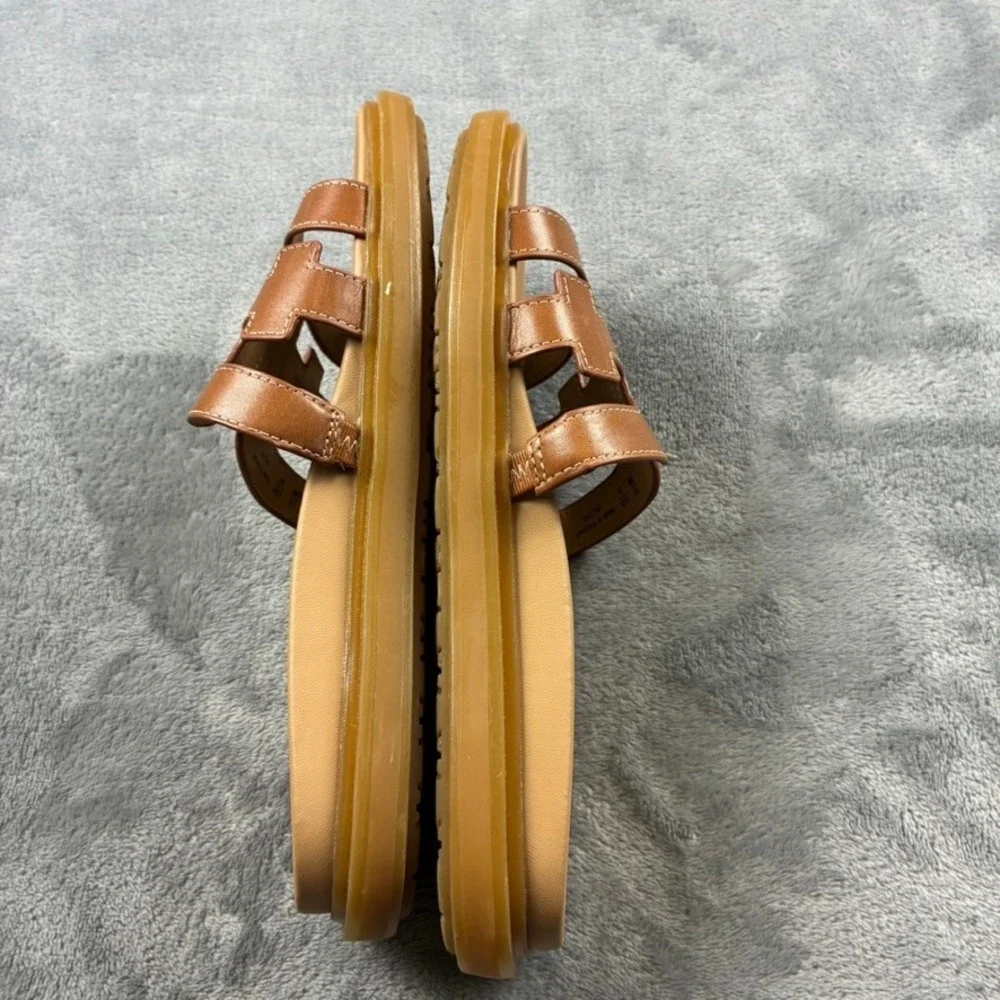 Sam Edelman Valeri Platform Slide Sandals Womens 6M Brown Leather Cutout Logo - Picture 7 of 15